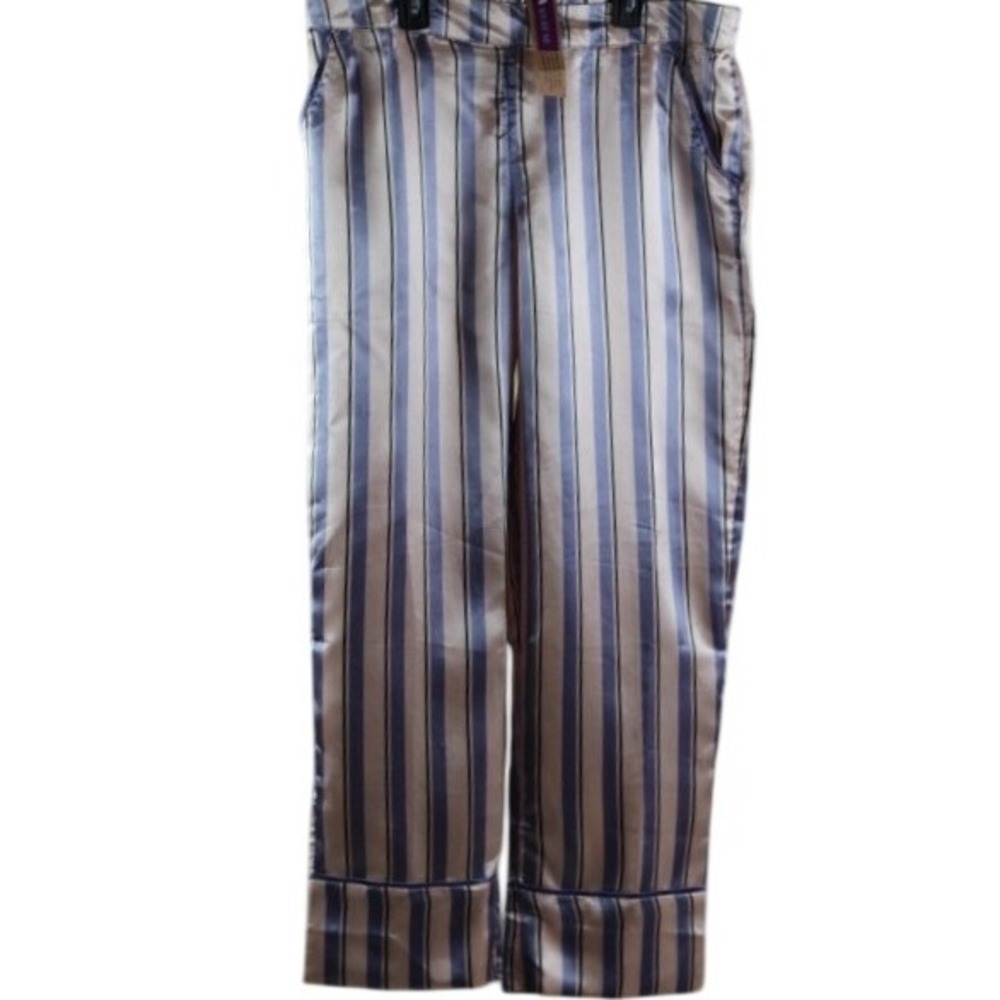 Adore Me Blue Striped Satin Pajama Pants Sleepwear Loungewear Size S NWT